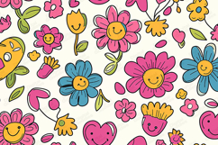 Minimalist Groovy Smiley Face Floral Background Product Image 1