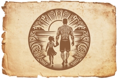 Tribal Silhouette Father and Daughter Product Image 3