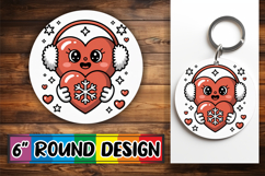 Radiant Sublimation Circle Ornaments PNG, Valenines Heart Product Image 1