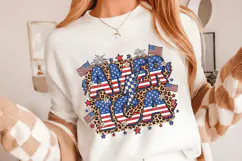 Retro America Leopard pattern PNG T-Shirt|4th of July PNG Product Image 1