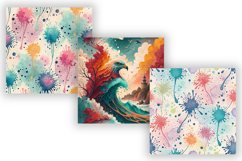 Colorful Paint Splatter Seamless Patterns, Abstract Product Image 5