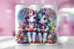 Valentine's Day Unicorn Tumbler Wrap Sublimation Design Product Image 1