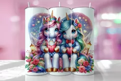 Valentine's Day Unicorn Tumbler Wrap Sublimation Design Product Image 1
