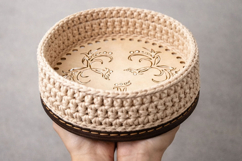 Laser cut basket cover with flowers 8 inch round digital Product Image 5