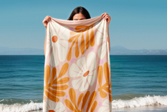 Woman Holding Beach Towel Mockup Product Image 5