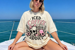Skeleton Iced Coffee Lover PNG, Trendy Coquette Caffeine Product Image 5