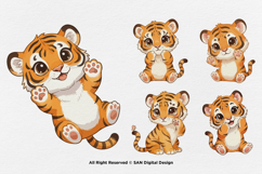 15 Bundle Watercolor Tiger Orange Animal Wildlife Jungle Product Image 5