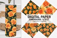 Orange Roses Flowers Digital Paper - Flowers Background Product Image 1