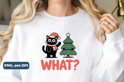 Funny Cat Christmas Tree PNG, Black Cat PNG Sublimation Product Image 5
