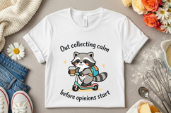 Cute Raccoon Scooter Coffee Out Collecting Calm Funny Quote Product Image 2