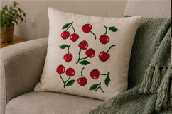 Cross stitch cherries set pattern with leaves, PDF embroider Product Image 5