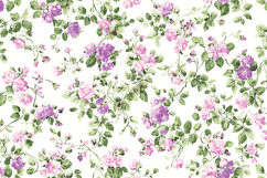 Floral pattern pink and purple roses on a white baackground Product Image 1