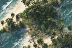 Aerial Tropical Island with Windswept Palms Background Product Image 1