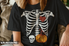Skeleton with Heart &amp; Pumpkin Sublimation PNG Product Image 1