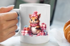 Cute Pink Christmas Animals Clipart Sublimation Product Image 5