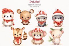 Animals Christmas Watercolor 26 Cliparts Collection Product Image 5