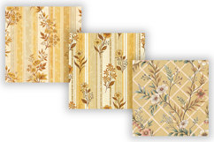 Mustard Toile Digital Paper Pack, Vintage Floral Toile Product Image 5