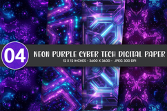Neon Purple Cyber Tech Digital Paper Product Image 1