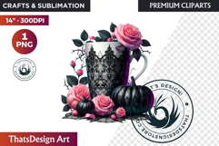 Gothic Halloween Drinks Pink and Black Sublimation clipart Product Image 1