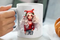 Cute Christmas Little Girl Sublimation Clipart Product Image 5
