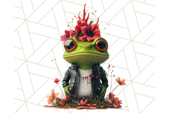 Floral Punk Frogs PNG - Neon Reble Grunge Amphibians Clipart Product Image 5
