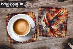 Bird, Fantasy &amp; Whimsy, Buffalo Plaid Square Coaster PNG Product Image 1