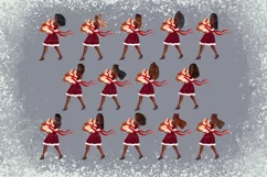 African American Christmas girl with gift clipart PNG Product Image 4