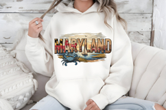 Maryland State PNG, Vintage Lighthouse &amp; Crab Sublimation Product Image 5