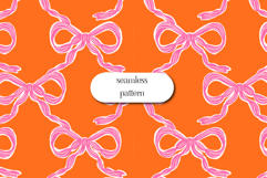 Pink Bow Seamless Pattern Cute Ribbon Background Product Image 1