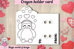 Valentine's Day penguin Coloring Crayon Holder Card svg Product Image 2