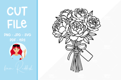 Bouquet Floral Line Art Cut File Product Image 1