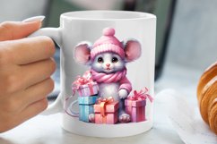 Cute Pink Christmas Animals Clipart Sublimation Product Image 5