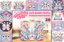Valentine’s Day Cute Bunny Couple Tumbler Wrap PNG Big Bundl Product Image 1