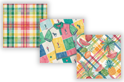 Retro Preppy Digital Paper Pack, Seamless Watercolor Pattern Product Image 5