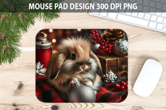 Christmas Rabbit Mouse Pad Sublimation - Animal PNG Design Product Image 1