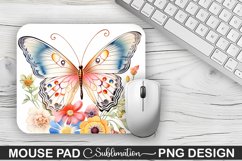 Rainbow Butterfly and Flowers Sublimation Mouse Pad Design Product Image 1