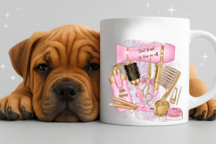 Pink Hair Salon Sublimation PNG Beauty Tools Design Product Image 5