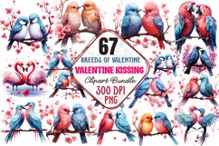 Breeds of Valentine Kissing Birds Bundle, Birds Clipart Product Image 3