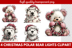 Christmas Polar Bear Lights Clipart | Cute Holiday Bear PNG Product Image 1