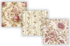 Victorian Toile Digital Paper Pack, Vintage Floral Toile Product Image 5