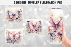 Butterflies Flower Shabby Chic Tumbler Wrap Sublimation Product Image 1