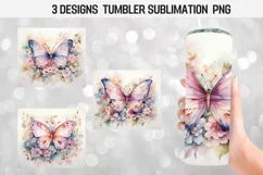 Butterflies Flower Shabby Chic Tumbler Wrap Sublimation Product Image 1