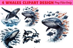 Whales Clipart design PNG Product Image 1