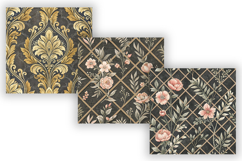 Charcoal Toile Digital Paper Pack, Vintage Floral Toile Product Image 5