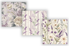 Lavender Toile Digital Paper Pack, Vintage Floral Toile Product Image 5
