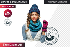 Cosy Winter Aurora Girl Clipart, Fashion Girl PNG Product Image 1