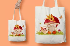 Watercolor autumn gnome mushroom, autumn gnome, Autumn Product Image 5