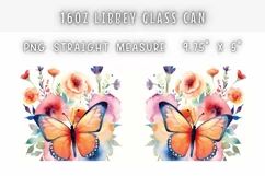 Flower Butterfly Watercolor Tumbler 16 oz Libbey Glass Can Product Image 2