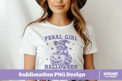 Vintage Funny Sarcastic Feral Witch Raccoon Halloween PNG Product Image 2