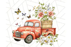 Floral Farm Truck Clipart, Cottagecore Country Truck Png Product Image 5